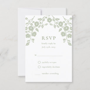 Charming Sage Green Folks Blume Einfach Blumen RSVP Karte
