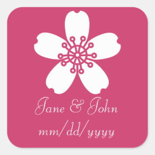 Charming Sakura auf Himbeersticker Quadratischer Aufkleber