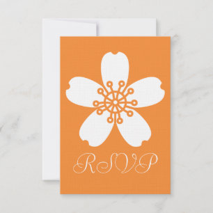 Charming Sakura in Orange RSVP Card Karte