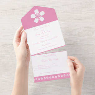 Charming Sakura in Petal Pink All In One Einladung