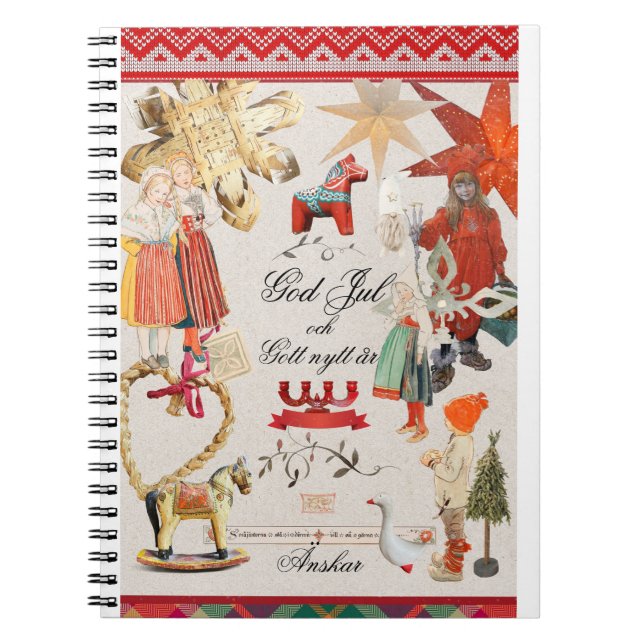 Charming Scandinavian Folk Christmas Wallpaper – V Notizblock (Vorderseite)