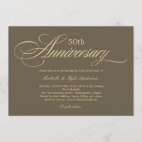 Charming Script Anniversary Einladung - Golden