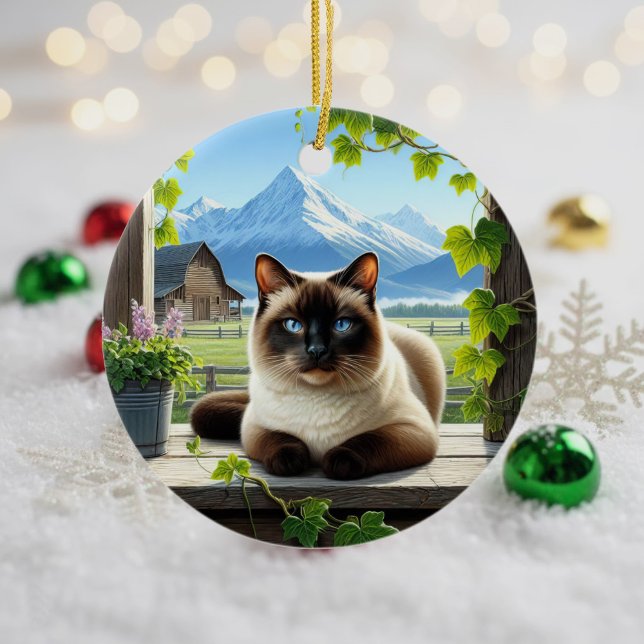 Charming Siamese Cat Keepsake Keramik Ornament (Von Creator hochgeladen)