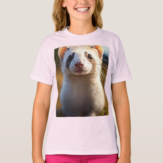 Charming Silver Ferret Kids's Basic T - Shirt (Vorderseite)