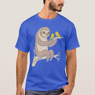 Charming Sloth mit Vögeln auf einer Zweigstelle T-Shirt