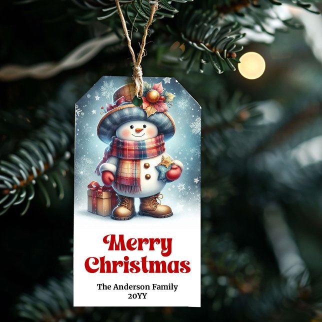 Charming Snowman Kids Gift Tag Personalized Xmas Geschenkanhänger (Charming Snowman Kids Gift Tag Personalized Christmas Label

)