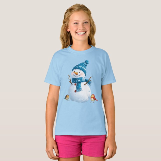 Charming Snowman" T-shirt pour enfants de vacances (Devant entier)
