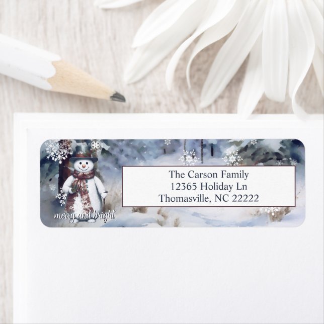 Charming Snowman Watercolor Winterwaldadresse (Insitu)