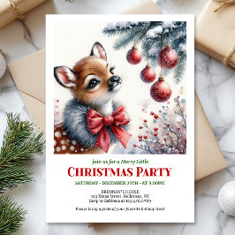 Charming snowy forest baby deer Christmas invite  Einladung