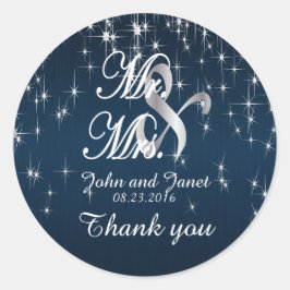 Charming Star Struck Hochzeit in Navy Blue Runder Aufkleber