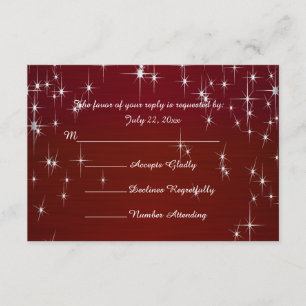Charming Star Struck Wedding   Burgundy Red RSVP Karte