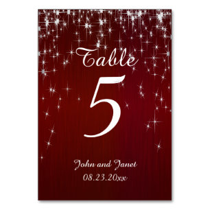 Charming Star Struck Wedding   Burgundy Red Tischnummer