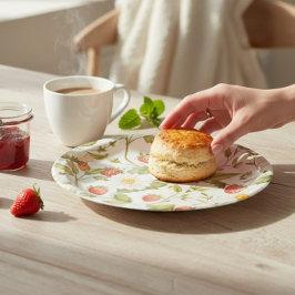 Charming Strawberry Daisy Botanical Watercolor Pappteller