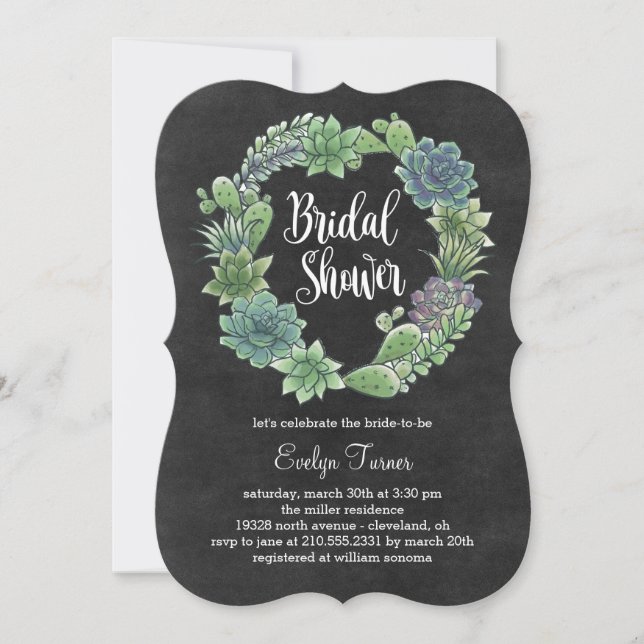Charming Succulents Bridal Dusche Einladung (Vorderseite)