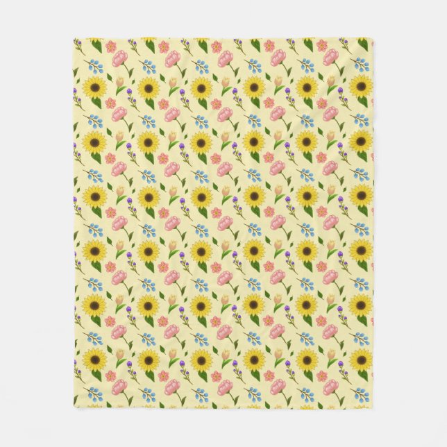 Charming Summer Meadow Floral pattern blanket Fleecedecke (Vorderseite)