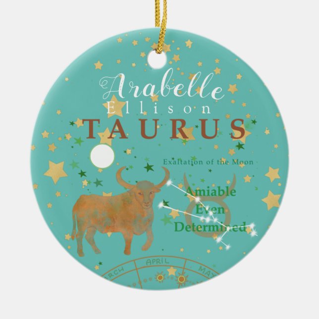 Charming Taurus Zodiac Keramik Ornament (Vorne)