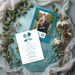 Charming Teal Church Christian Wedding Einladung