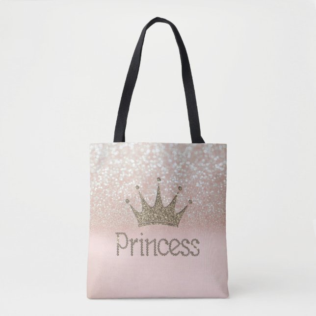 Charming Tiara, Prinzessin, Glitzer Bokeh Tasche (Vorderseite)