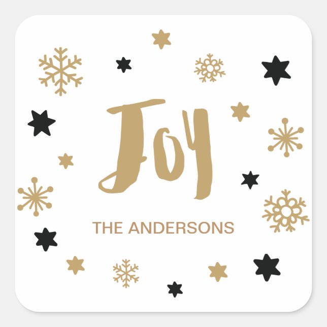 Charming Trendy Joy Holiday Quadratischer Aufkleber (Vorderseite)