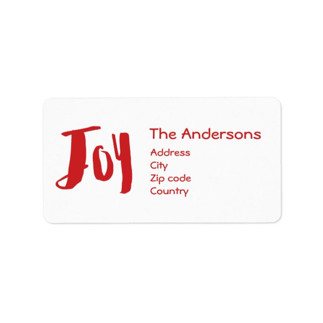 Charming Trendy Joy Red Holiday Adressaufkleber (Vorne)