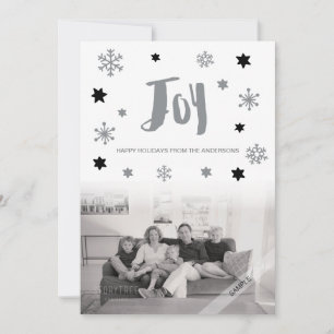 Charming Trendy Joy Silver Holiday Foto Feiertagskarte