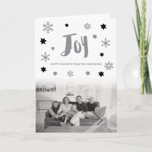 Charming Trendy Joy Silver Holiday Foto Feiertagskarte