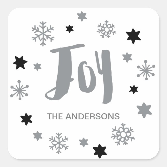 Charming Trendy Joy Silver Holiday Quadratischer Aufkleber (Vorderseite)