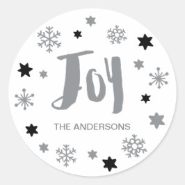 Charming Trendy Joy Silver Holiday Runder Aufkleber
