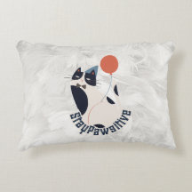 Charming Tuxedo Cat Stay Pawsitive Lumbar Accent P