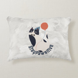 Charming Tuxedo-Katze Stay Pawsitive Lendenakzent Dekokissen