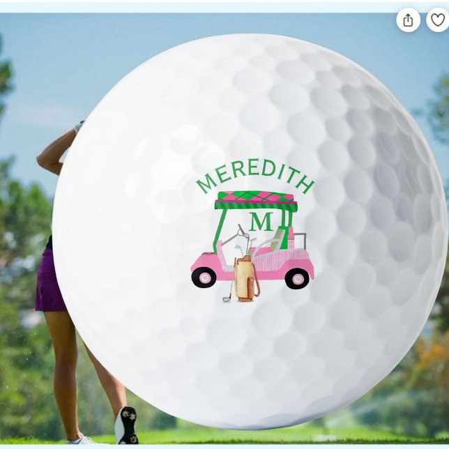Charming Unique Golf Cart Clubs Monogram Name Golfball (Von Creator hochgeladen)