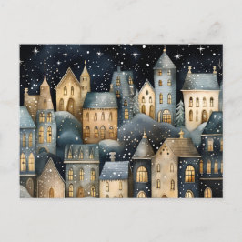 Charming Village Blank Winter Grußkarte Postkarte