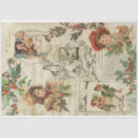 Charming Vintage Christmas Ephemera Collage Seidenpapier<br><div class="desc">Feierliche und charmante Weihnachtscollage mit Vignetten niedlich lächelnder,  im Winter gekleideter Kinder,  Weihnachtsmusik und -texte,  eingravierte Santa Illustration,  Strümpfe,  die über dem Herzen hängen,  Kiefernspieße aus heiligen und winterlichen Kiefern auf einem bedrückten Pergament-Hintergrund. Geeignet für die Erstellung von Feiertagen oder für decoupage Projekte.</div>