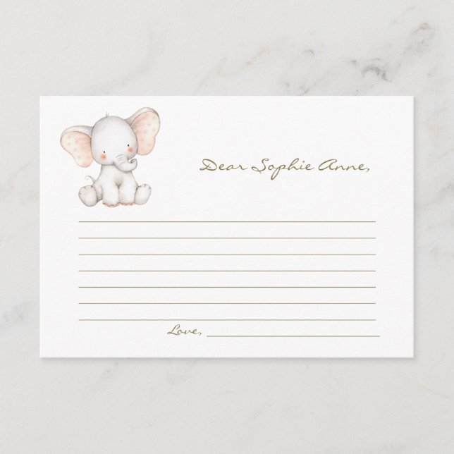 Charming Watercolor Baby Elephant Time Kapsel Hinweiskarte (Vorderseite)