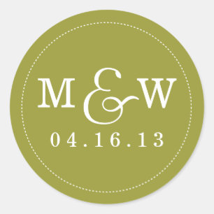 Charming Wedding Monogram Sticker - Olive