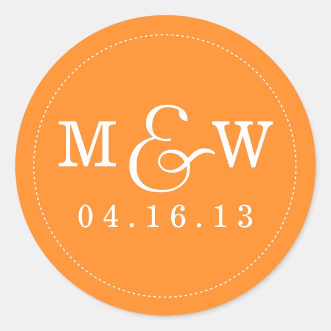 Charming Wedding Monogram Sticker - Orange (Vorderseite)