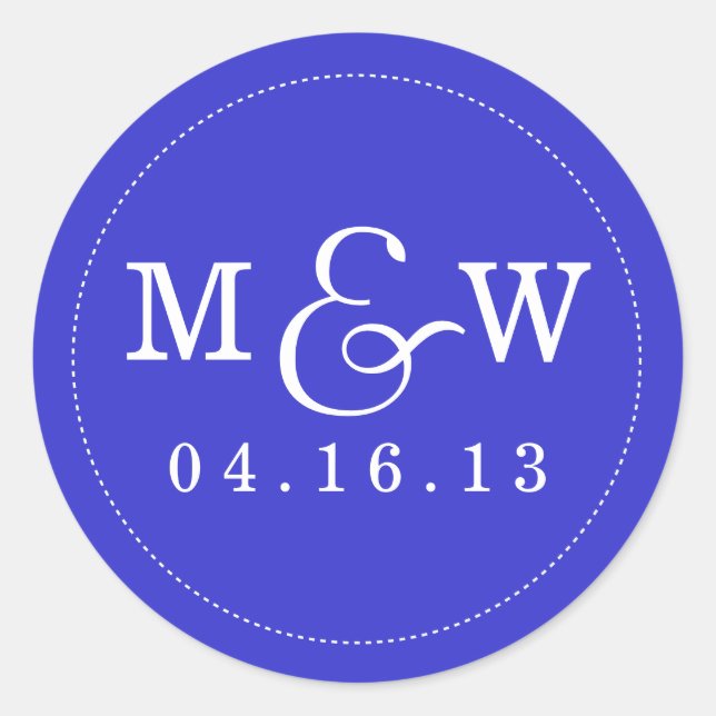 Charming Wedding Monogram Sticker - Royal Blue (Vorderseite)