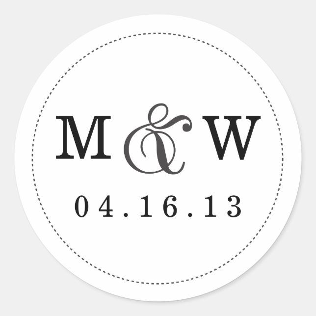 Charming Wedding Monogram Sticker - Weiß (Vorderseite)