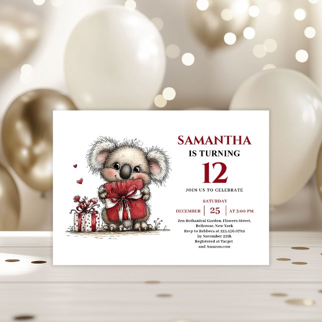 Charming whimsical koala design kids birthday einladung (Charming whimsical animals design kids birthday invitation

)