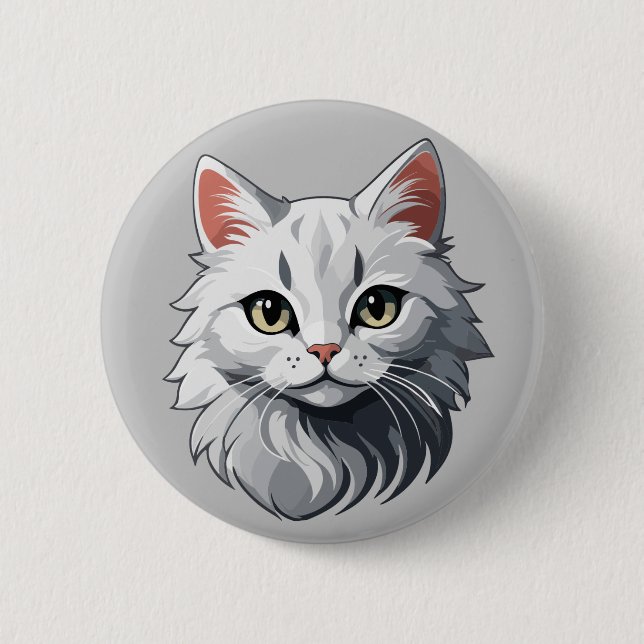 Charming White Cat Button (Vorderseite)