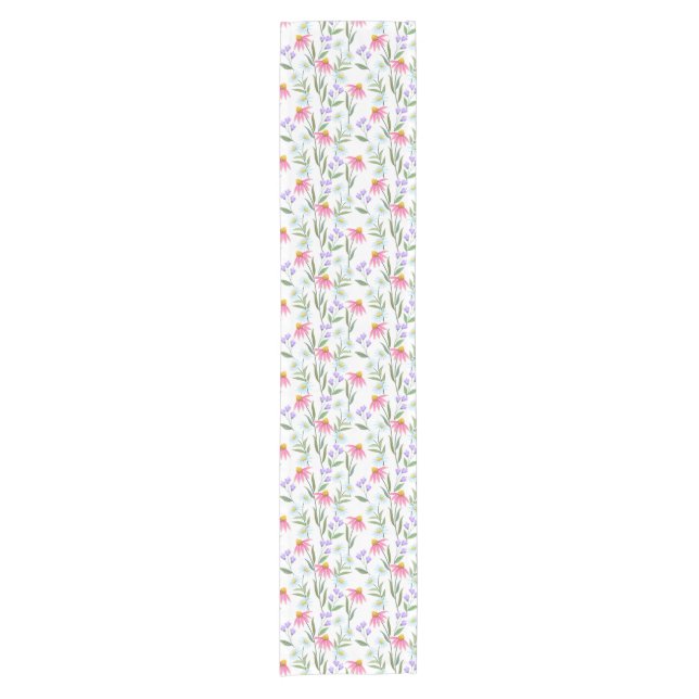 Charming Wild Blume Design Kurzer Tischläufer (Vorderseite)