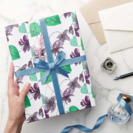 Charming Wilde Violets Wasserfarben Muster Geschenkpapier