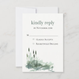 Charming Wildwood Reeds Wedding RSVP Card Karte