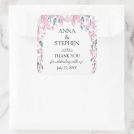 Charming Wisteria Floral Wedding Quadratischer Aufkleber