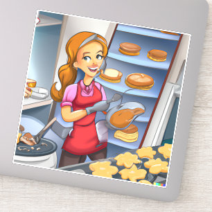 Charming Women Baking Sticker - Personnalisable