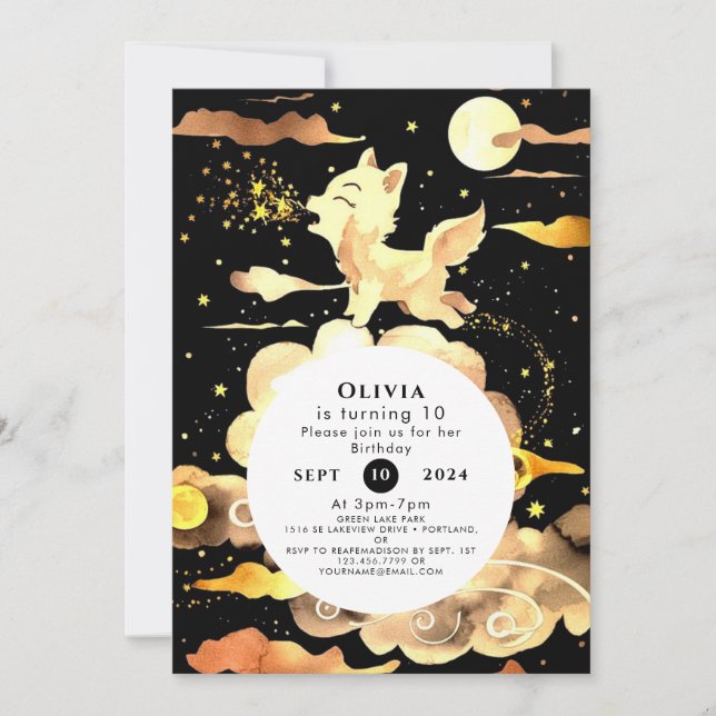 Charming Woodland Wolf Geburtstag Einladung (Vorderseite)