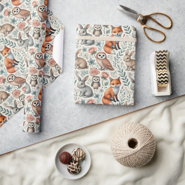 Charming Woodland Wonder Animal Gift Wrap Geschenkpapier (Kunsthandwerk)