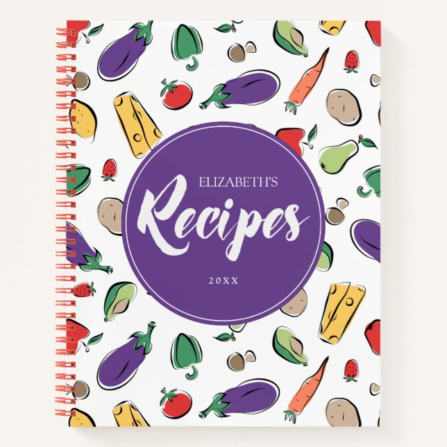 Charming Zutaten Doodles Rezept Notizbuch (Vorderseite)