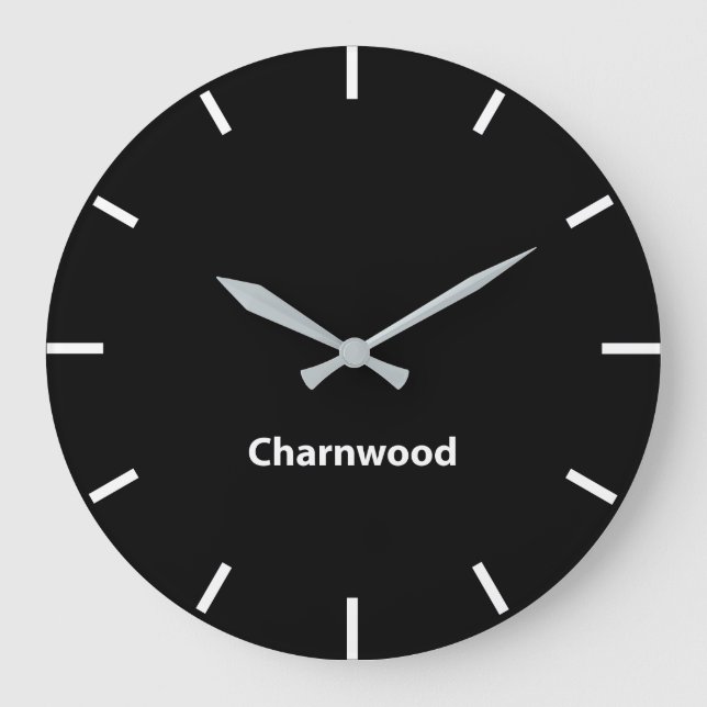 Charnwood Black Face Time Zone Newsroom Wall Große Wanduhr (Vorderseite)
