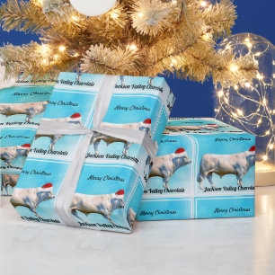Charolais Bull in Weihnachtsmannmütze Geschenkpapier
